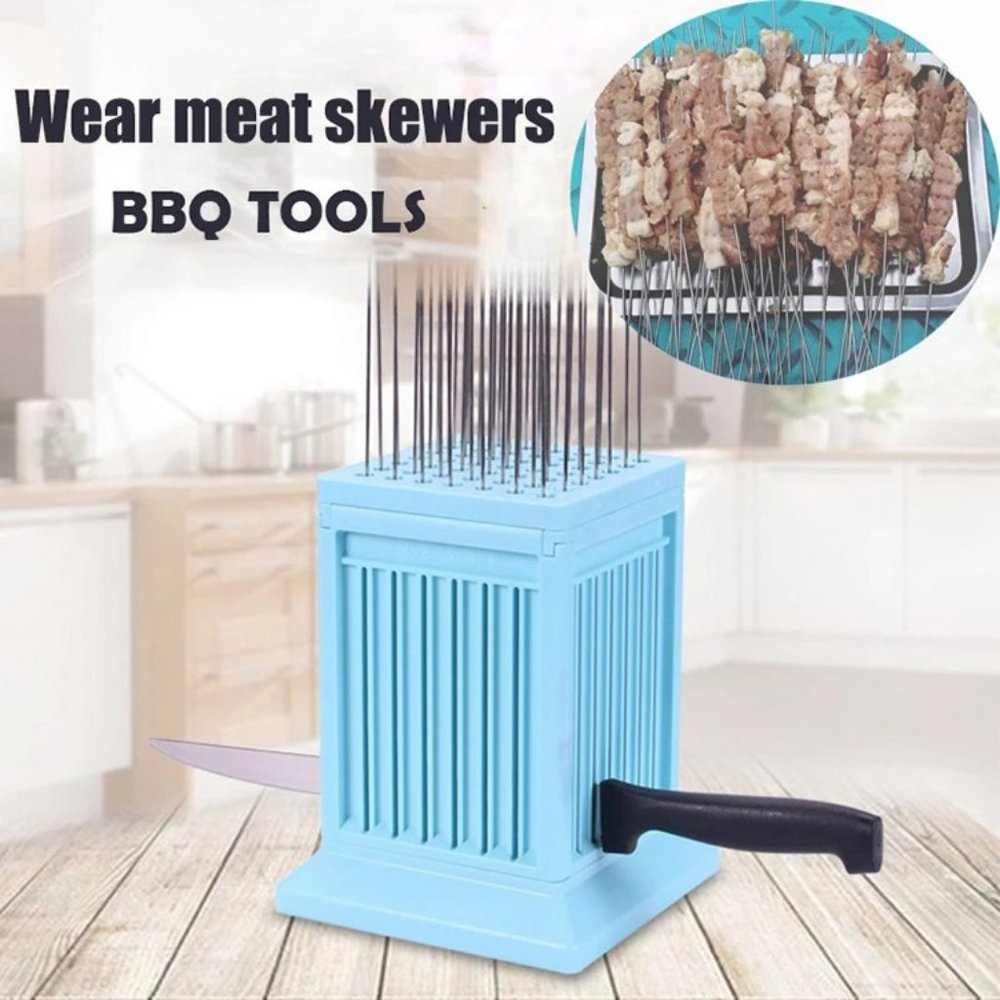 Removable BBQ Meat Skewer Maker Wear Meat String Lamb Skewers Machine 49 Holes